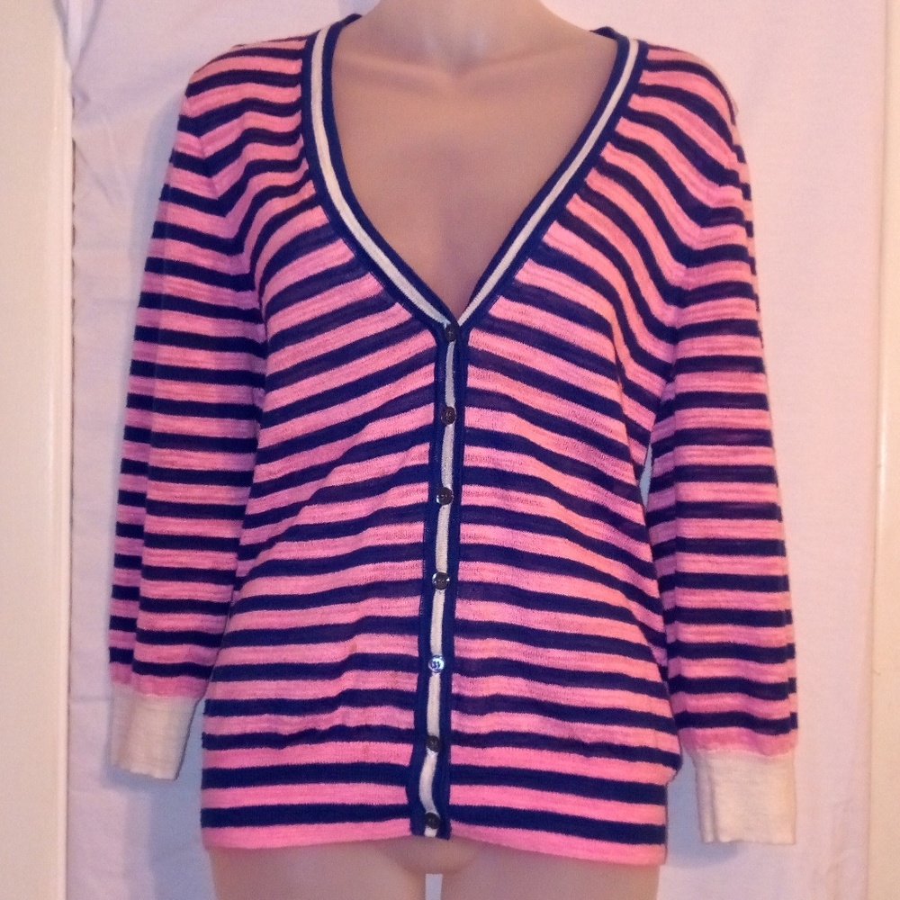 J. Crew Light pink stripped Cardigan